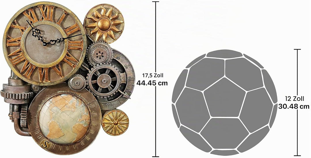Design Toscano Skulpturale Wanduhr, Masse: 5 x 15 x 44,5 cm, Wanduhr