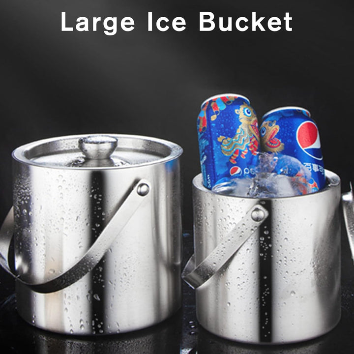 Eiswürfelbehälter Edelstahl, 2L Eiseimer mit Doppelwand-Design, Eisbehälter für Eiswürfel Eiskübel m