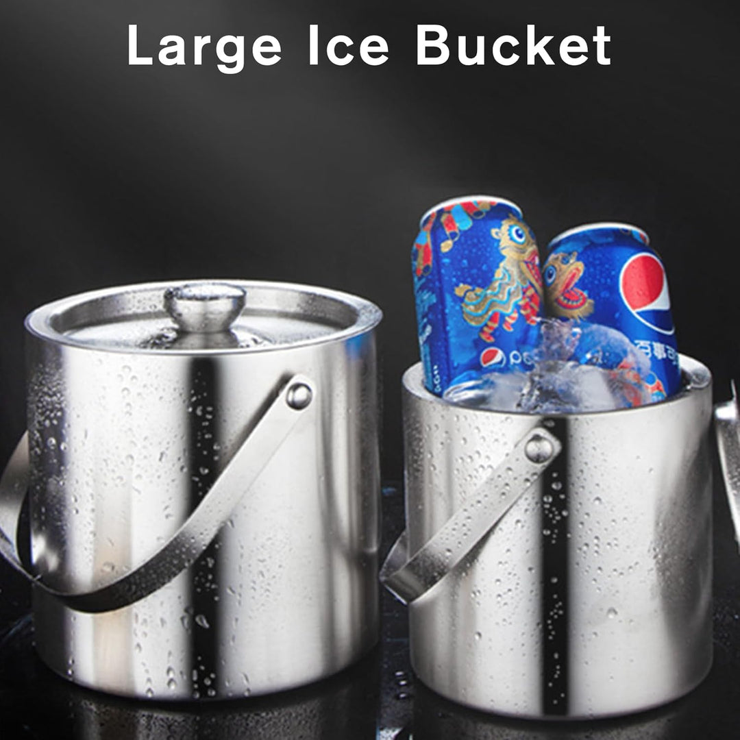 Eiswürfelbehälter Edelstahl, 1,6L Eiseimer mit Doppelwand-Design, Eisbehälter für Eiswürfel Eiskübel