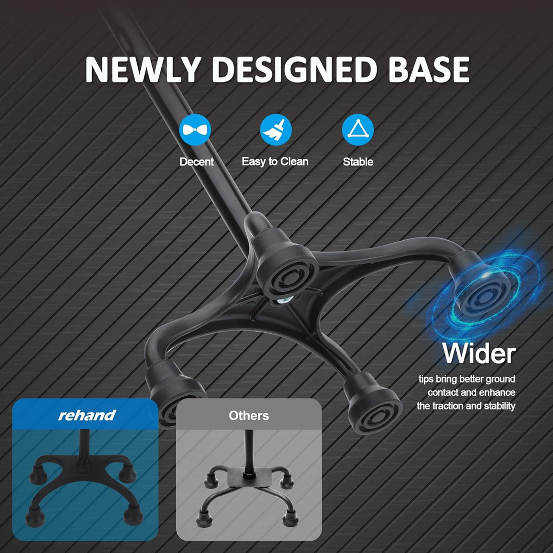 Rehand Vierfuss Spazierstock Gehstock, Gehstock mit Ergonomischem Griff und Anmutiger 4-Zinken-Basis