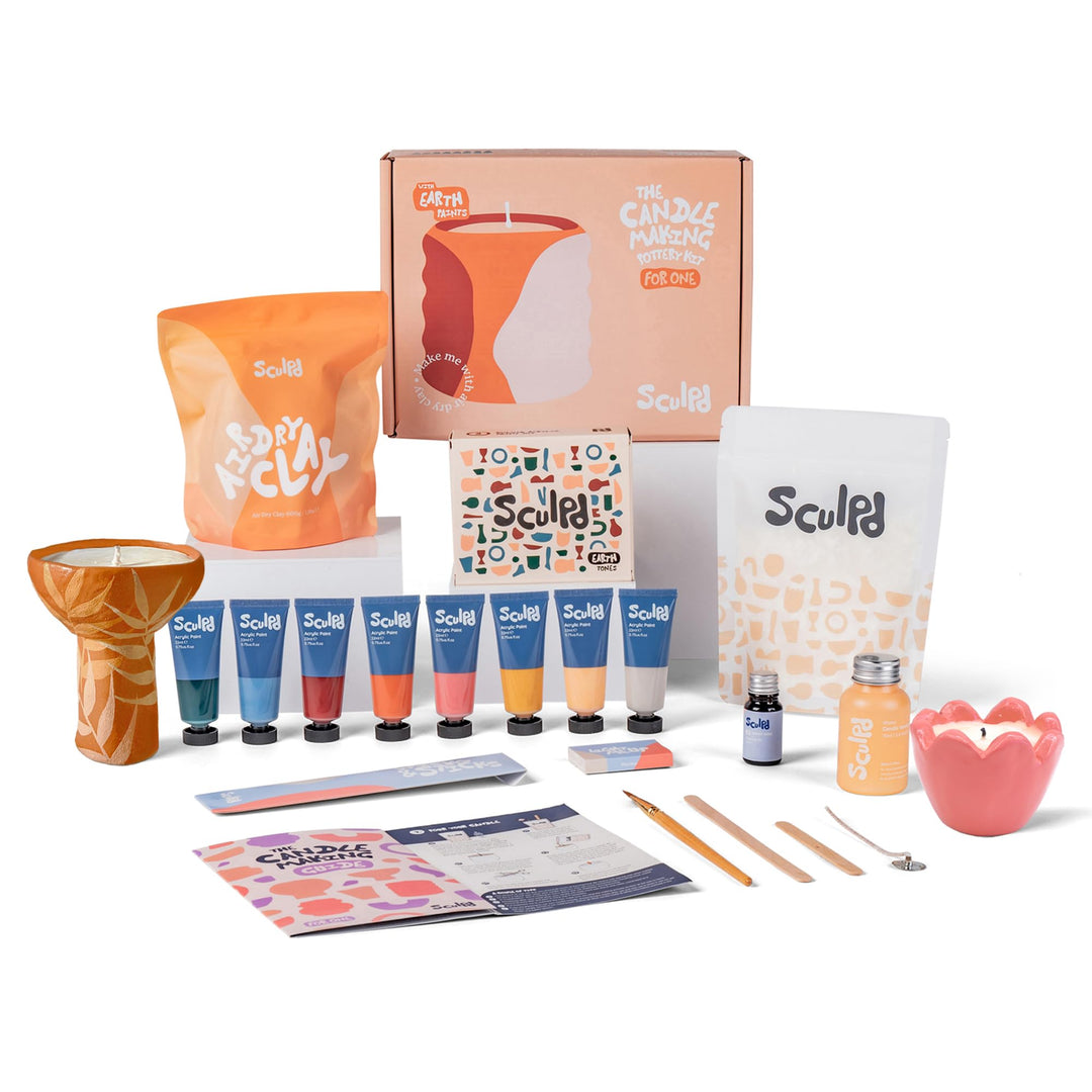 Sculpd Set zur Kerzenherstellung und Töpferei, komplettes Kunst-Set, enthält lufttrocknenden Ton, So