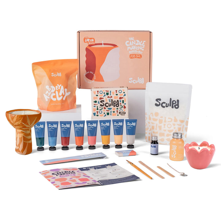 Sculpd Set zur Kerzenherstellung und Töpferei, komplettes Kunst-Set, enthält lufttrocknenden Ton, So