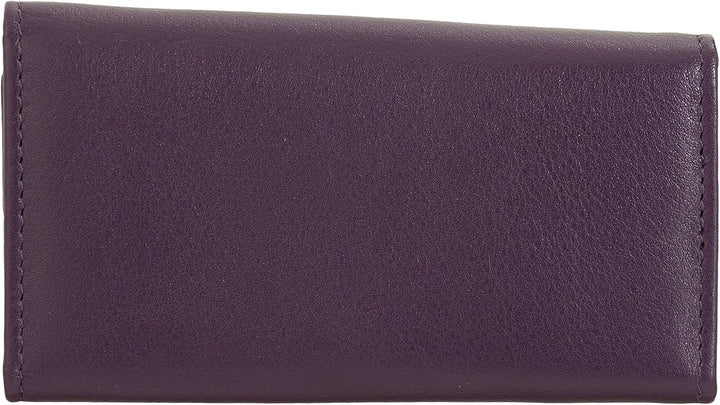 DUDU Klassische mehrfarbige Schlüsselmappe in Leder mit 6 Haken Deep Purple, Deep Purple
