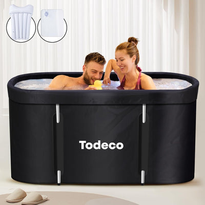 Todeco Faltbare Badewanne, Erwachsene Tragbarer Badewanne mit Metallrahmen 120x55x50cm, grosse Famil