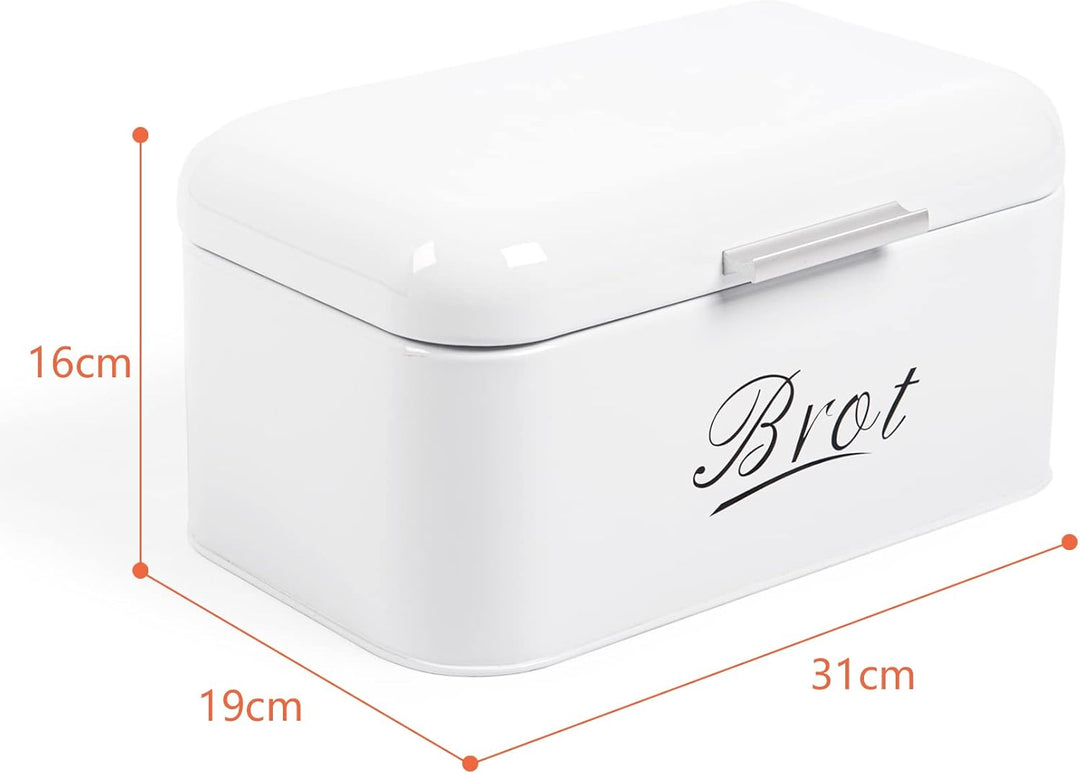 Theo&Cleo Brotkasten mit Deckel, Grosser Knäckebrot Box aus Metall, Brotaufbewahrungsbox Bread box,