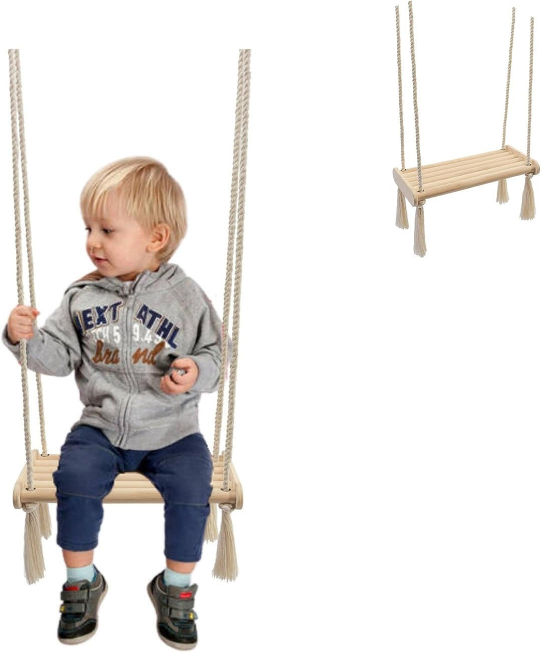 MAMOI® Babyschaukel aus Holz | Holzschaukel | Schaukelbrett aus Holz | Babyschaukel für zu Hause | I