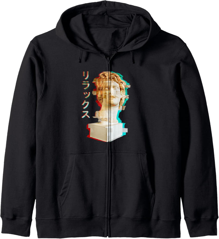 Griechische Vaporwave-Statue mit ästhetischem Glitch-Stil Kapuzenjacke