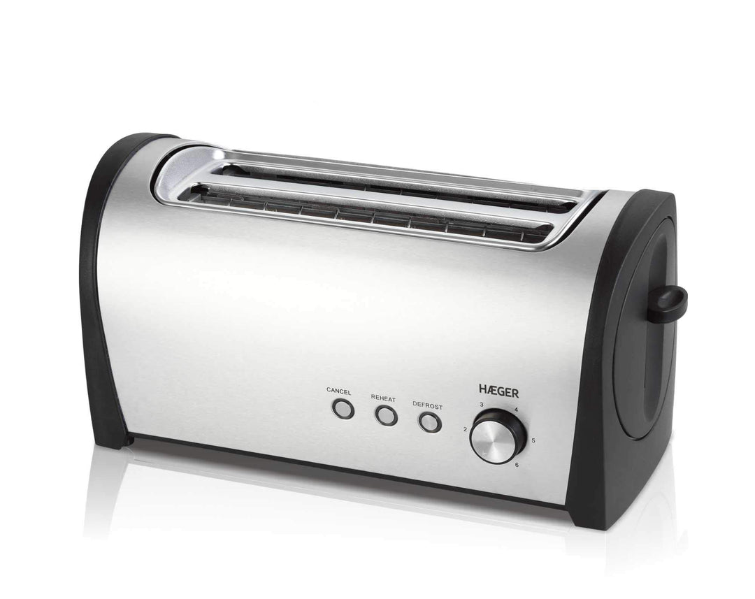 Haeger TO-14D.010A Multifunktions-Toaster mit 1400 W Leistung, 2 lange Schlitze, aussen aus Edelstah