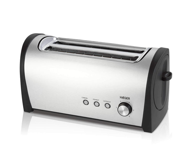 Haeger TO-14D.010A Multifunktions-Toaster mit 1400 W Leistung, 2 lange Schlitze, aussen aus Edelstah