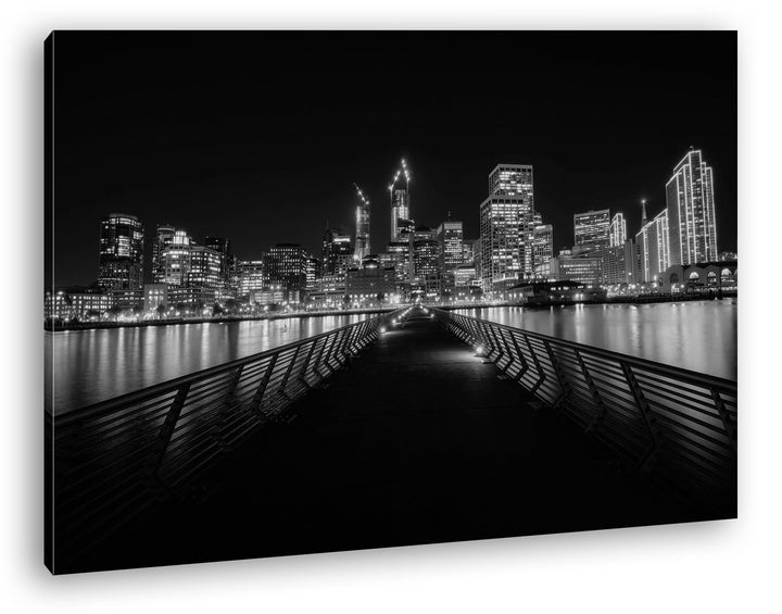deyoli Dark San Francisco bei Nacht Format: 80x60 Effekt: Schwarz/Weiss als Leinwand, Motiv fertig g