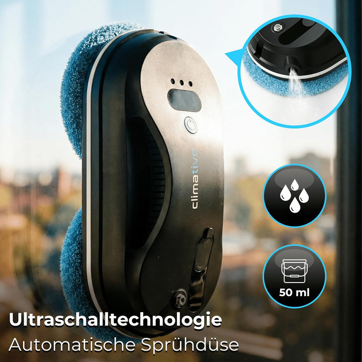 Fensterputzroboter mit Sprühfunktion, 3300Pa WiFi App-Steuerung &amp; Fernbedienung, Fenstersauger Elekt