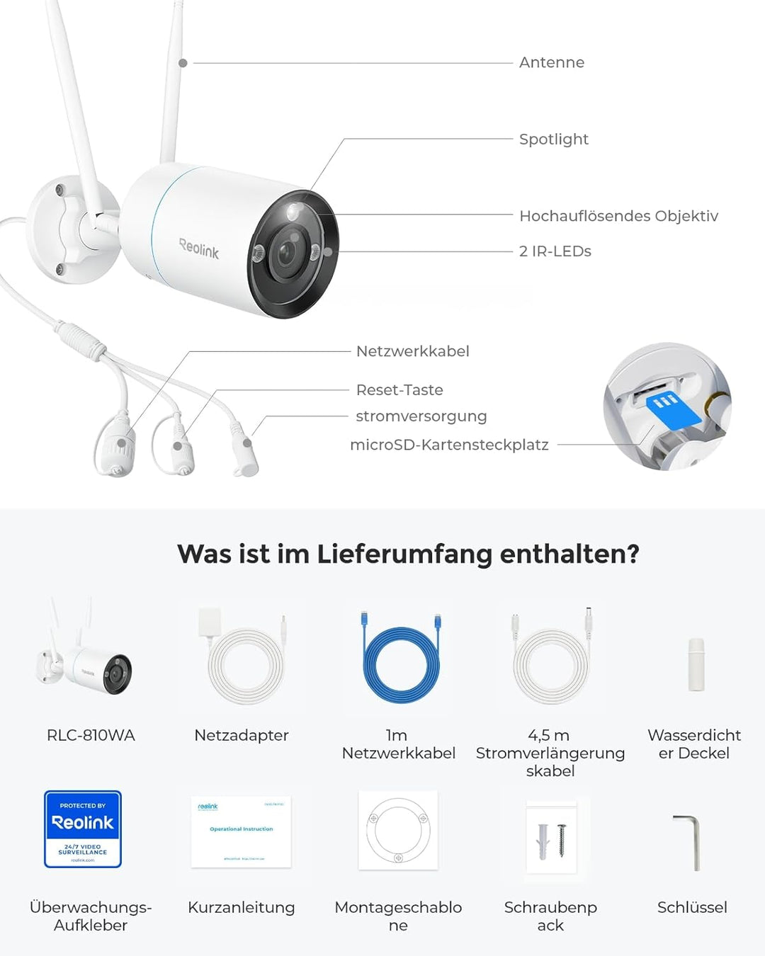 Reolink 4K Wi-Fi 6 Überwachungskamera, 5/2,4 GHz WLAN Kamera Outdoor mit IP67 Metallgehäuse, Mensche