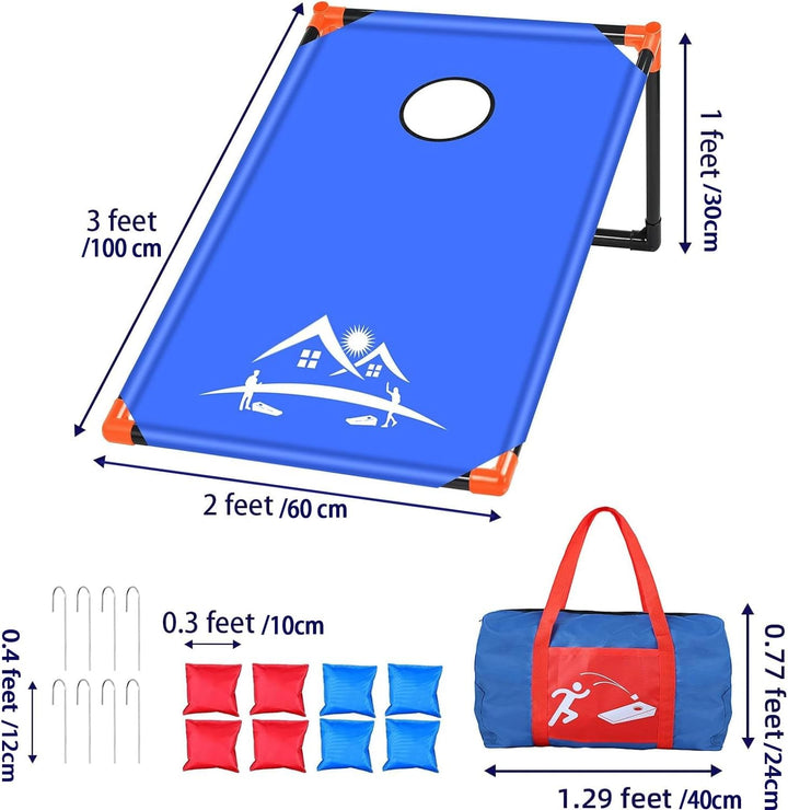 Tragbar Cornhole Spiel Outdoor Cornhole Säckchen mit PVC gerahmt, 8 Bohnensäcke und Tragetasche für