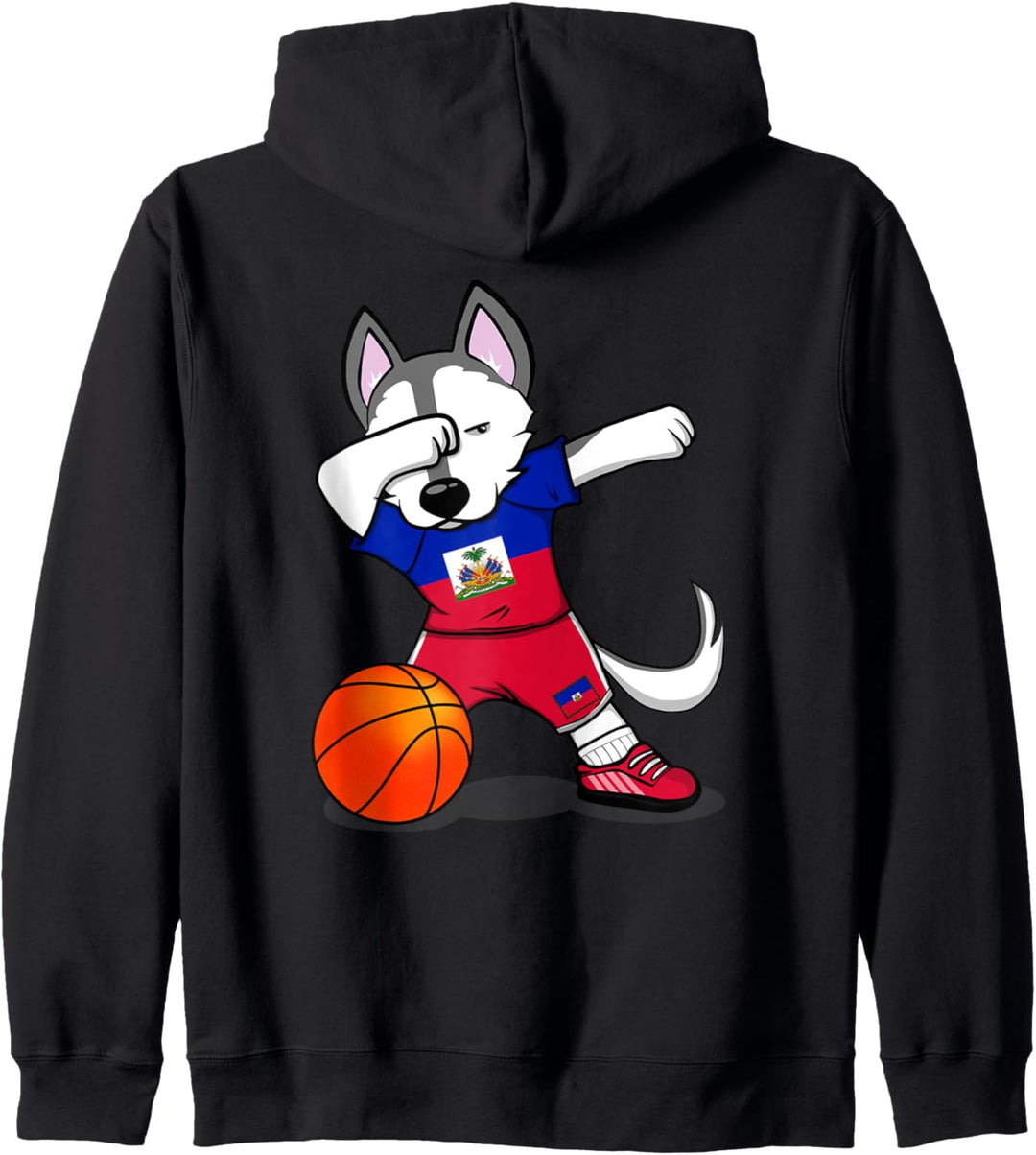 Lustiger Dabbing Husky Haiti Basketball Mannschaft Flagge Kapuzenjacke