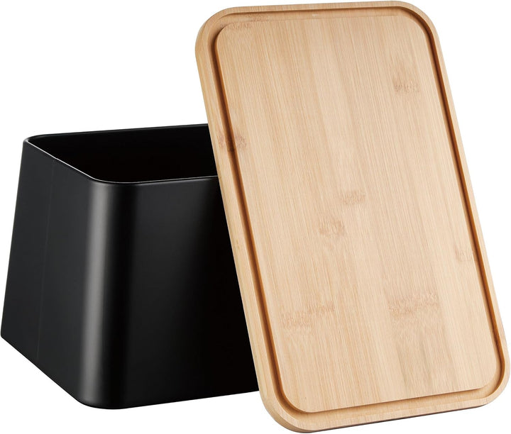 KING HOFF ELEGANTER,MODERNER BROTKASTEN AUS EDELSTAHL LEICHTE KONSTRUKTION (Schwarz_), Schwarz_
