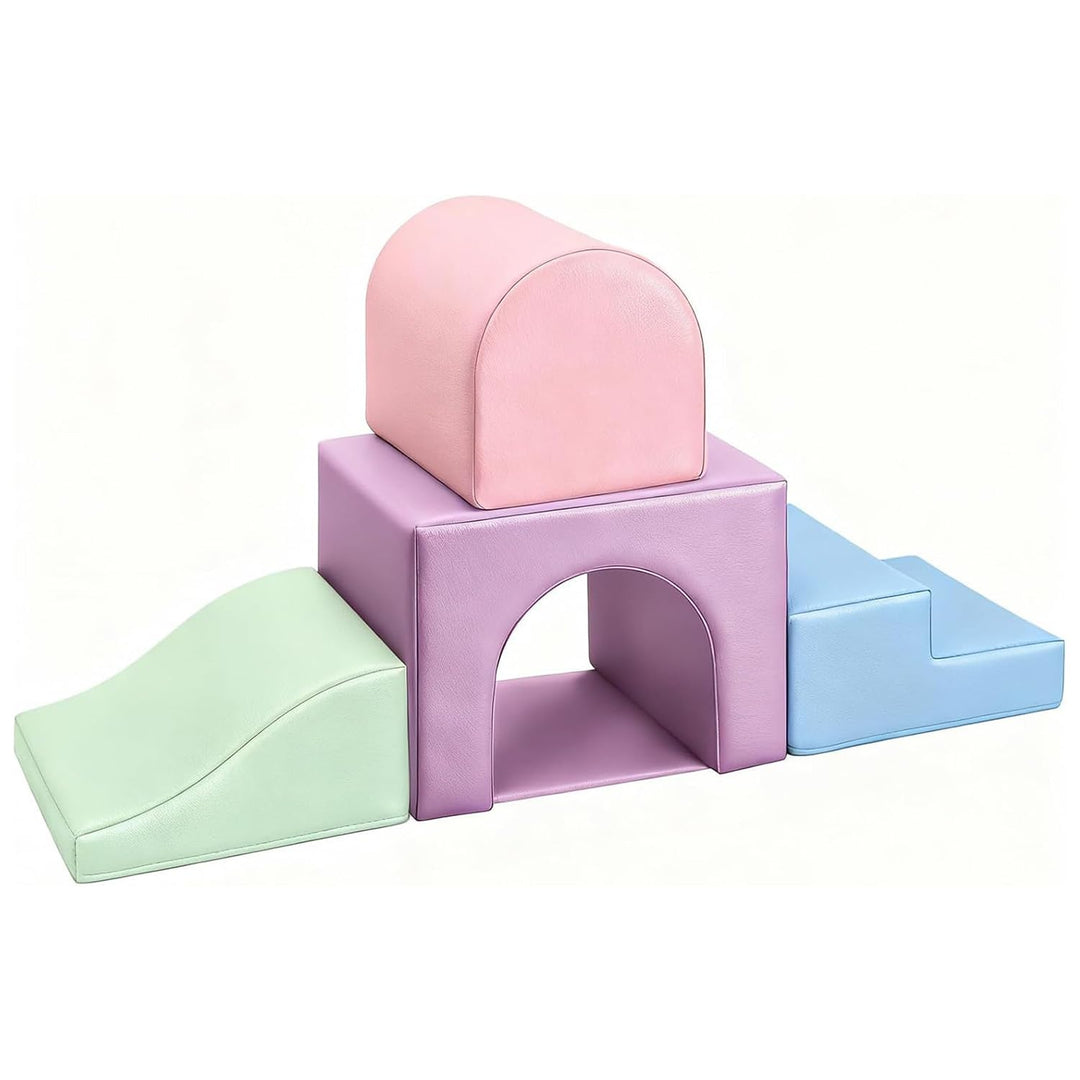 Soft Play Sets Indoor – 4 PCS PU Leather Baby Foam Building Toys for Climb and Crawl - Toddler Soft