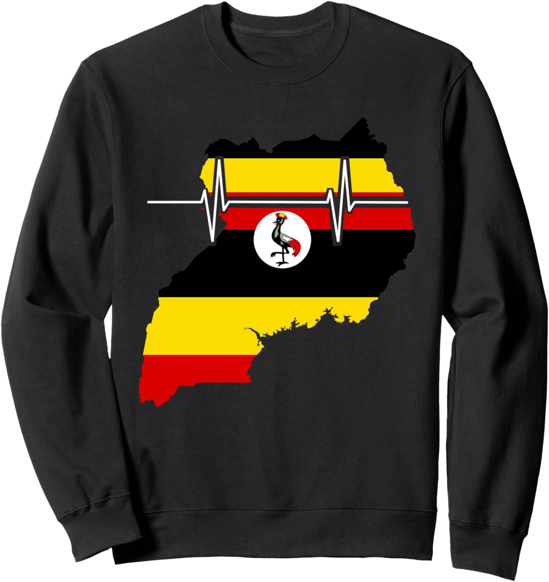 Uganda Karte mit Herzschlag Vintage Flagge Uganda Sweatshirt