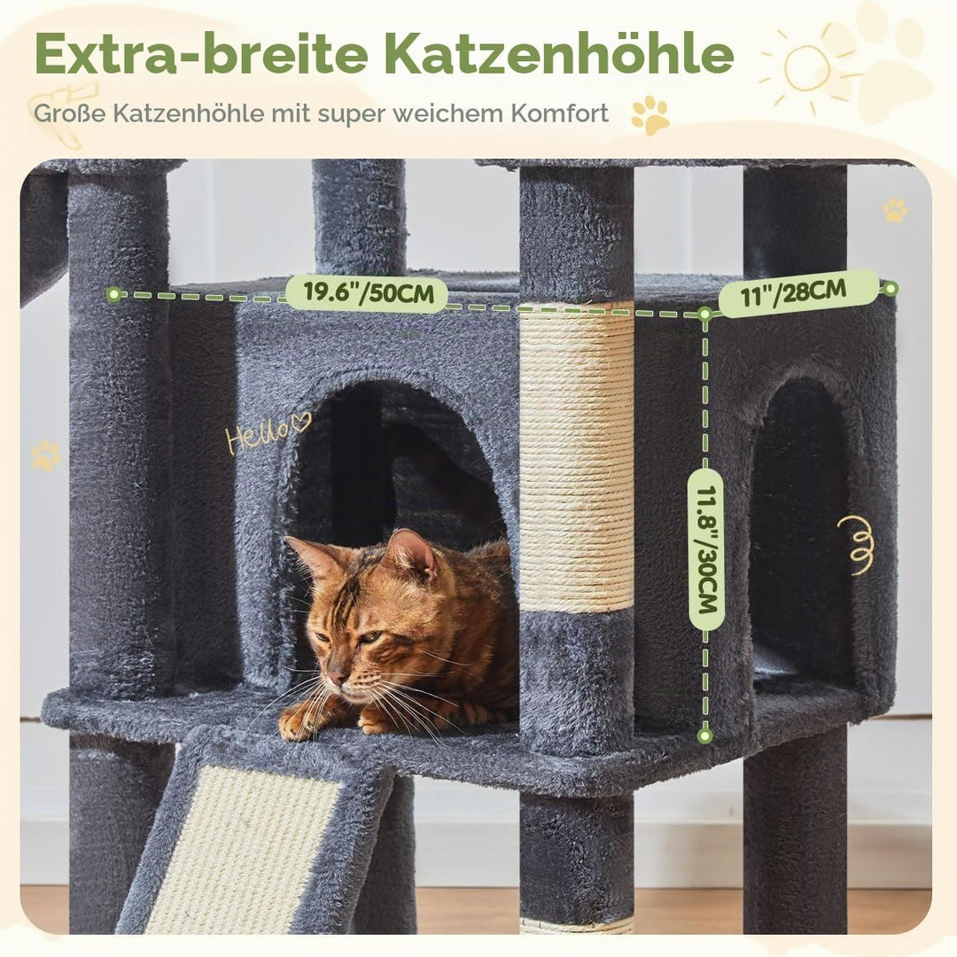 Taoqimiao 183CM Kratzbaum Gross XXL, Katzenbaum Kratzbaum Grosse Katzen Stabil Katzenkratzbaum mit K