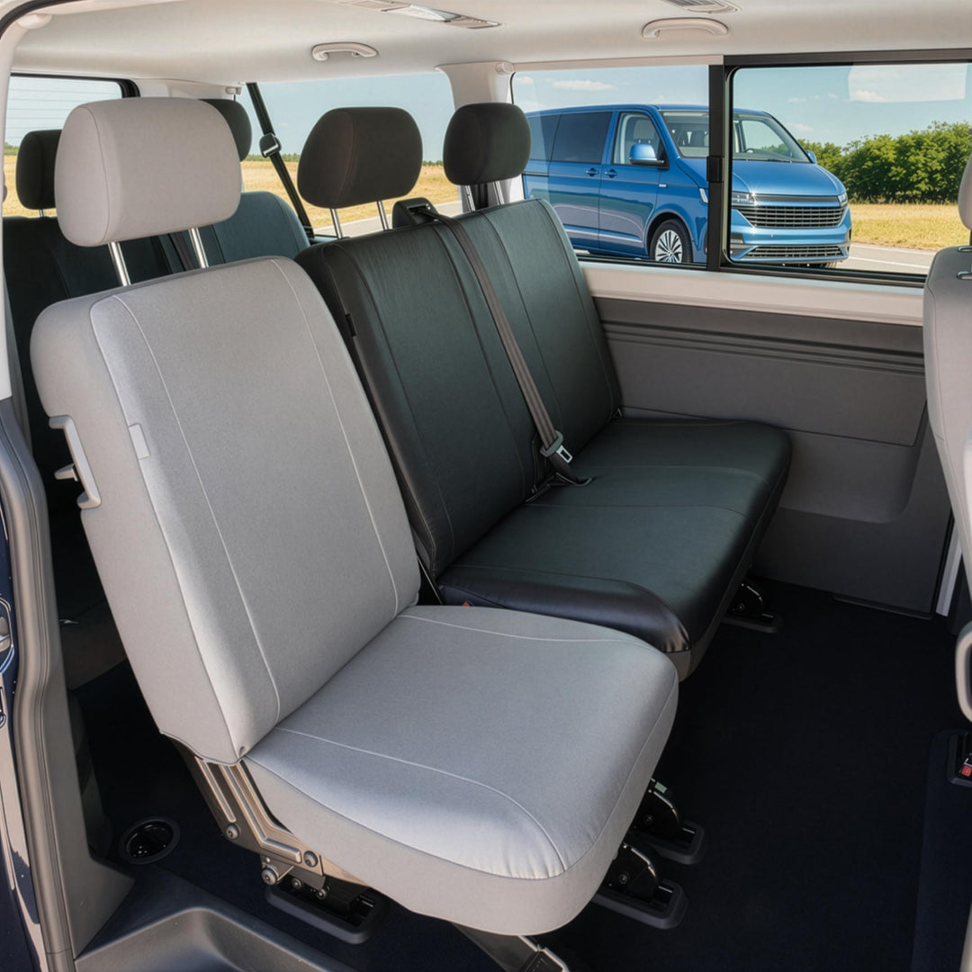 Walser Transporter Sitzbezüge Auto kompatibel mit VW T5, Doppelbank hinten, Auto Sitzbezüge aus Kuns