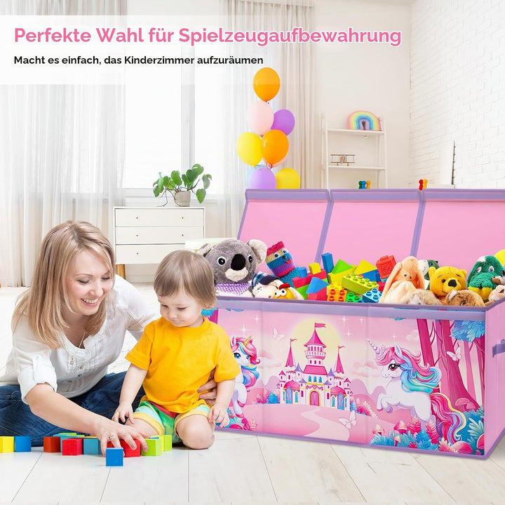 Extra Gross Aufbewahrungsbox mit Deckel Kinder, Zusammenklappbare Oxford-Spielzeugkiste mit Griff fü