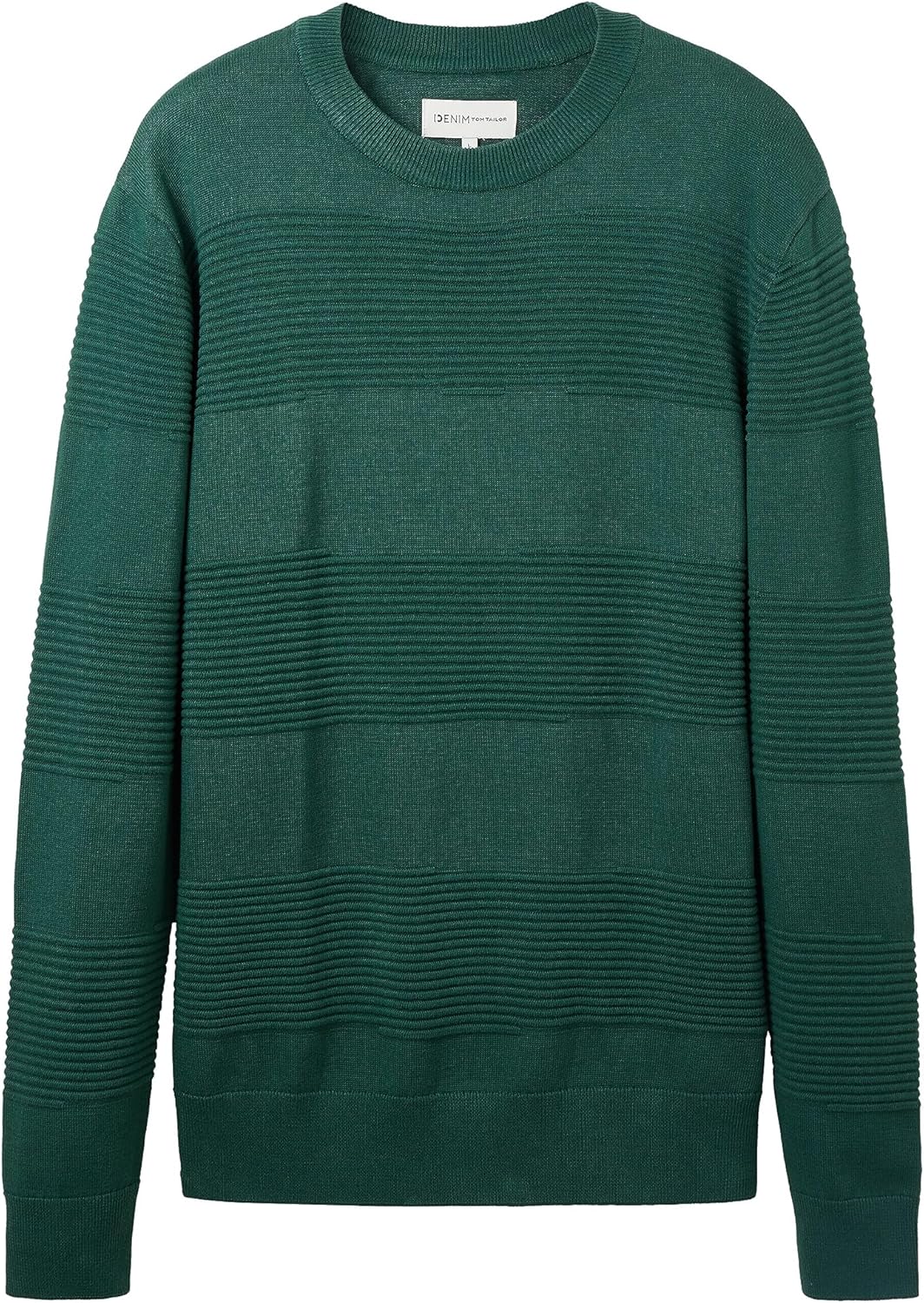 TOM TAILOR Denim Herren Denim Strickpullover mit Struktur aus Baumwolle S 10778 - Hunter Green, S 10