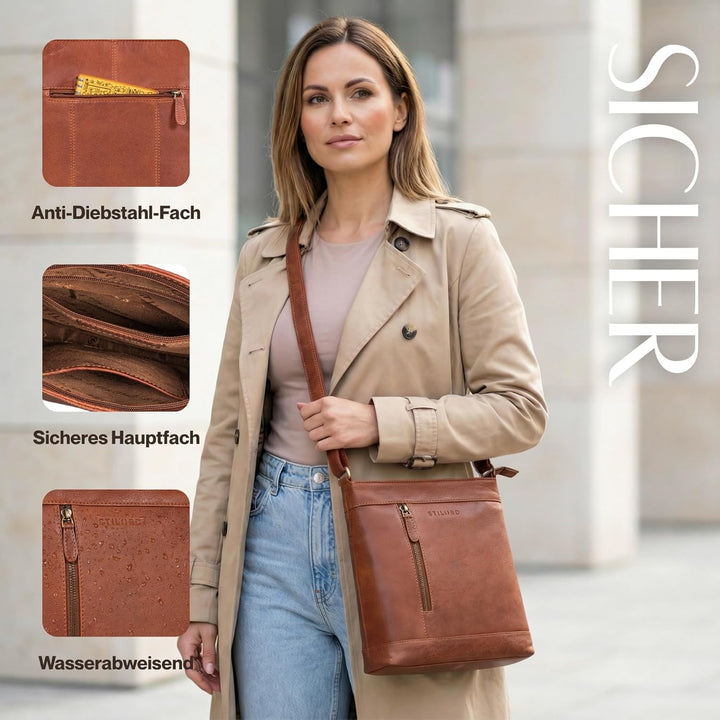 STILORD Moni Stylishe Crossbody Bag Damen Leder Mittel-Gross - Freizeittasche Echtleder Handtasche V