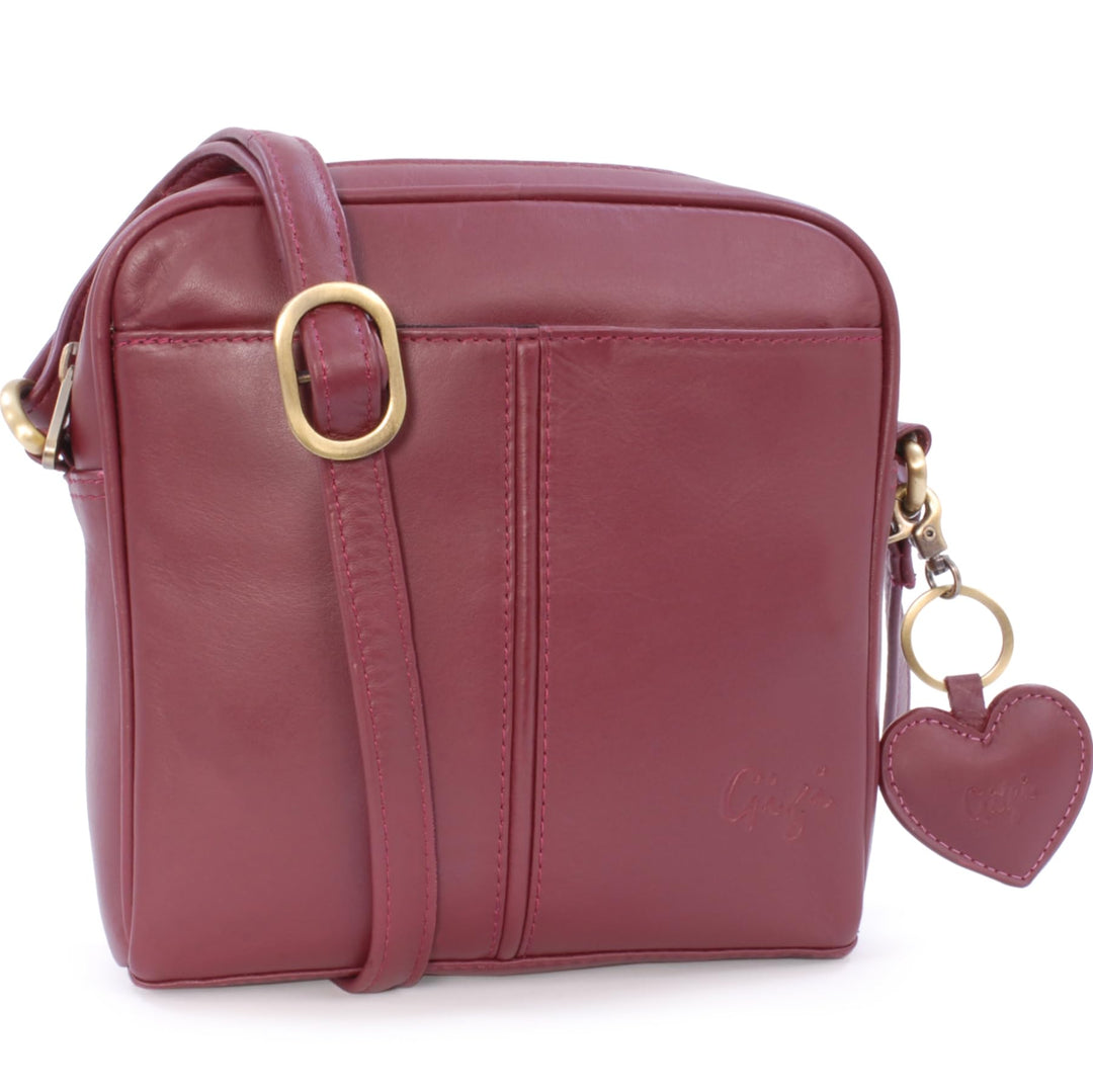 Gigi - Leder - Damenhandtasche/Umhängetasche Klein - OTHELLO 22-29" Burgund, Burgund