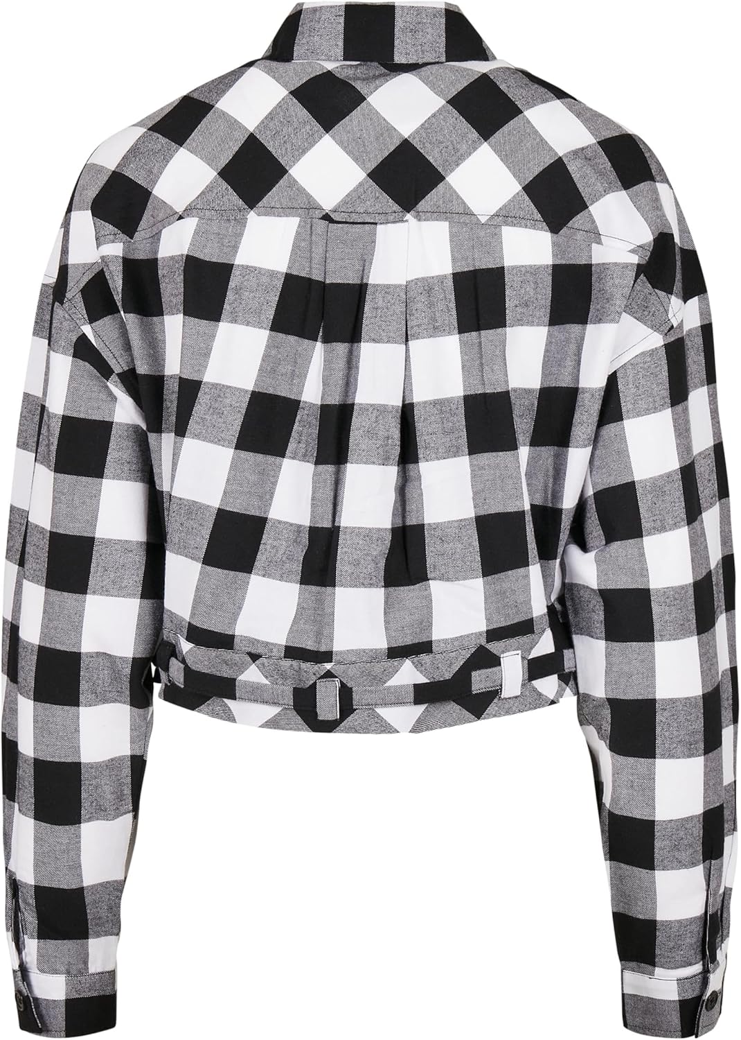 Urban Classics Damen Ladies Short Oversized Check Shirt Hemd 3XL Grosse Grössen Extra Tall Black/Whi