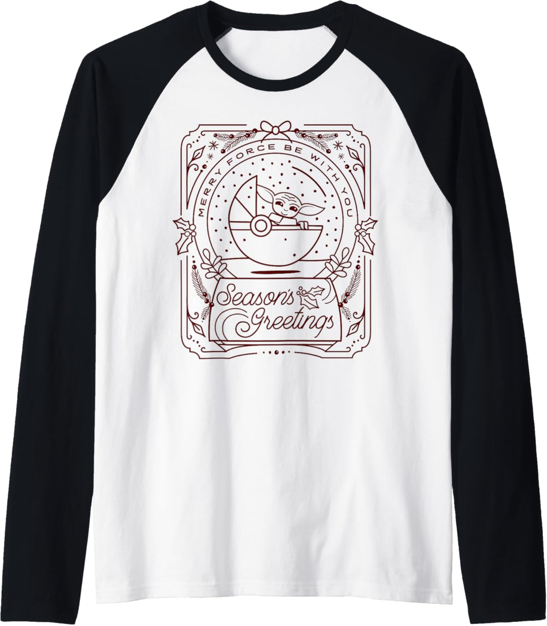 Star Wars Christmas The Child Season's Greetings Line Art Raglan