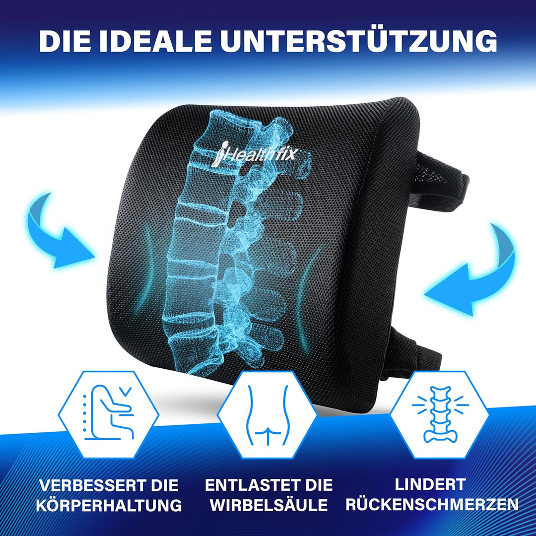 Healthfix® Ergonomisches Keilkissen &amp; Lendenkissen – Ideal für Büro &amp; Home Office, Verbessert Sitzha