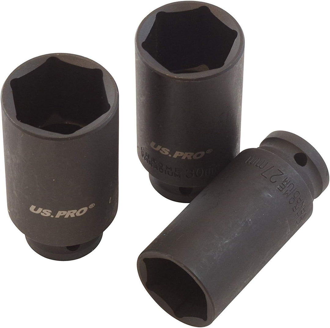 US PRO B1340 Kraft-Schlagschrauber-Nüsse 1/2" 10-32 mm Schlagnuss-Satz, 16 Stück Single, Single