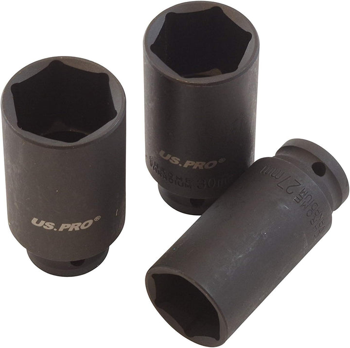 US PRO B1340 Kraft-Schlagschrauber-Nüsse 1/2" 10-32 mm Schlagnuss-Satz, 16 Stück Single, Single