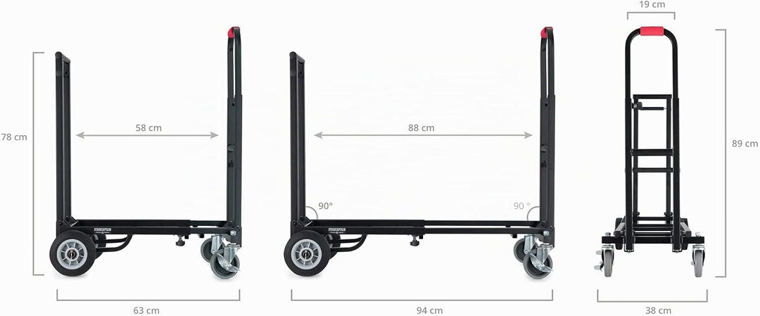 Stagecaptain SCS-60 MKII Sherpa Transportwagen - Sackkarre - Höhe: 89 cm, Länge: 63 bis 94 - Belastb