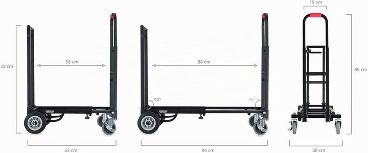 Stagecaptain SCS-60 MKII Sherpa Transportwagen - Sackkarre - Höhe: 89 cm, Länge: 63 bis 94 - Belastb