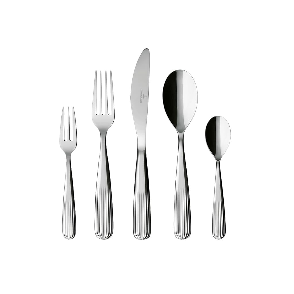Villeroy & Boch – Rose Garden Tafelbesteck 30 teilig, Edelstahl Besteck Set silbern, rostfrei, gesch