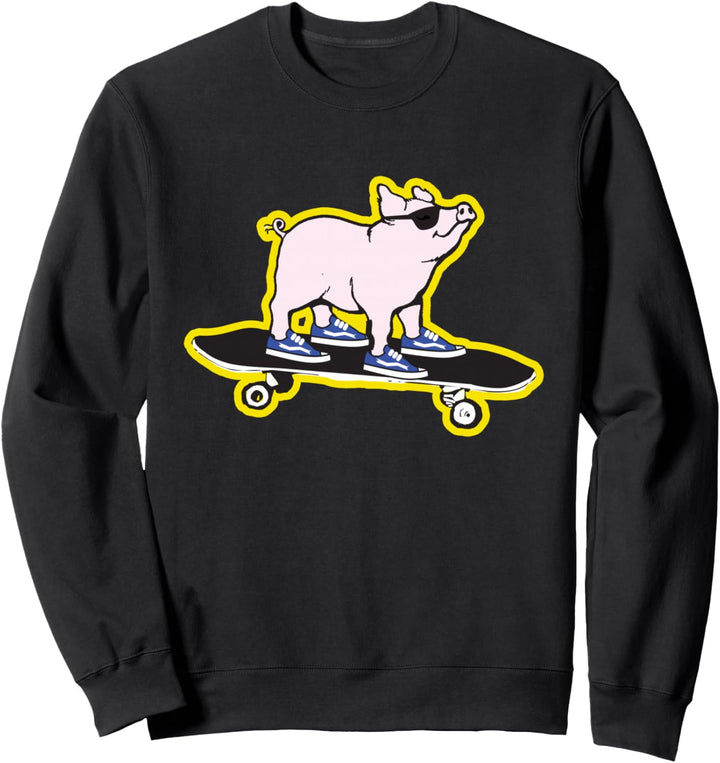 Pork Roll Pig Skateboard für Jungen und Mädchen, Cartoon-Skater Geburtstag Sweatshirt