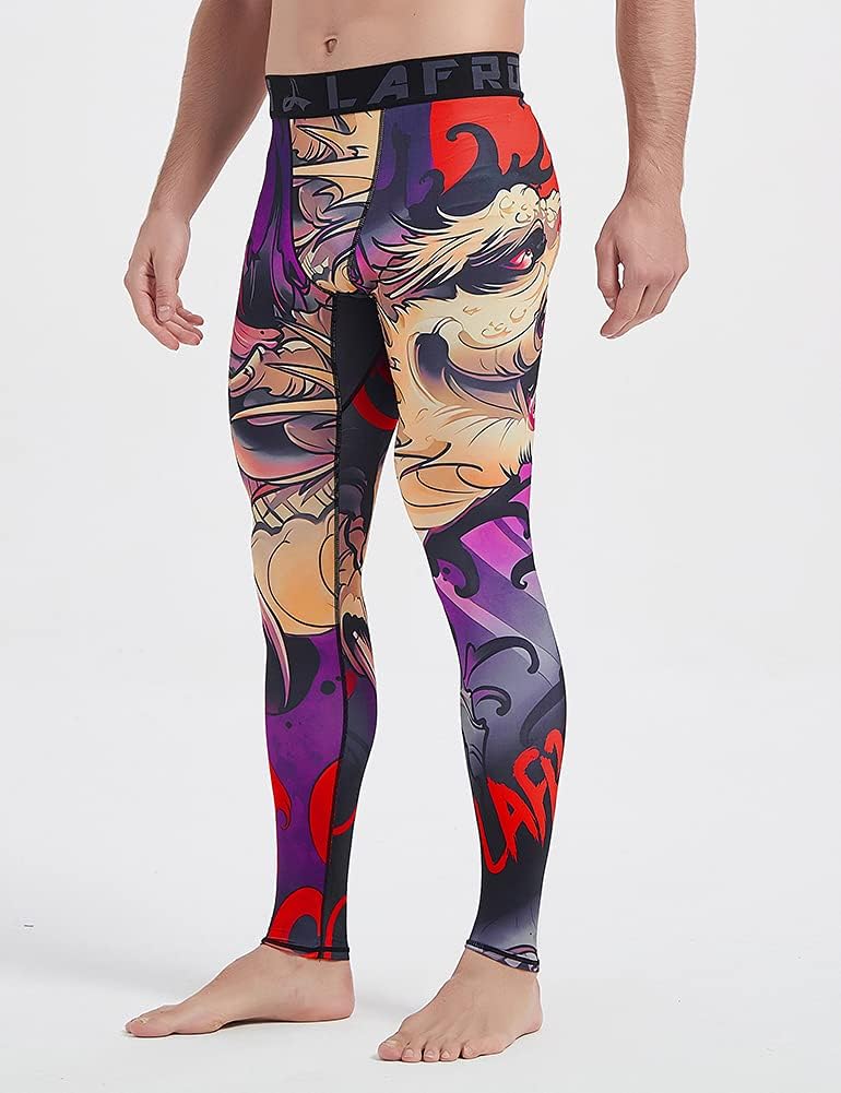 LAFROI YSK08 schnelltrocknende Kompressions-Leggings mit Taillenbund für Herren S Blood Moon, S Bloo