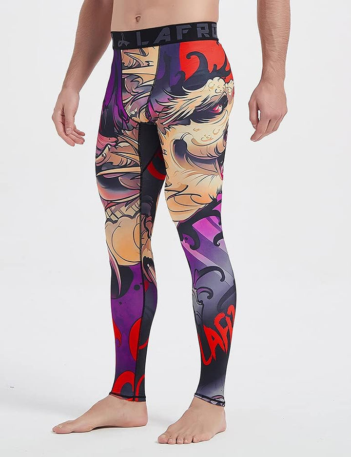 LAFROI YSK08 schnelltrocknende Kompressions-Leggings mit Taillenbund für Herren S Blood Moon, S Bloo