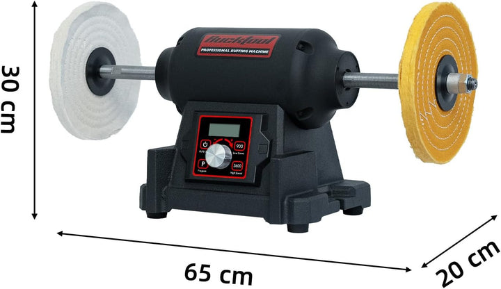 BUCKTOOL 750W Tischpoliermaschine mit VFD-Motor, 200-mm-Tischpolierkopf mit variabler Drehzahl, 900–