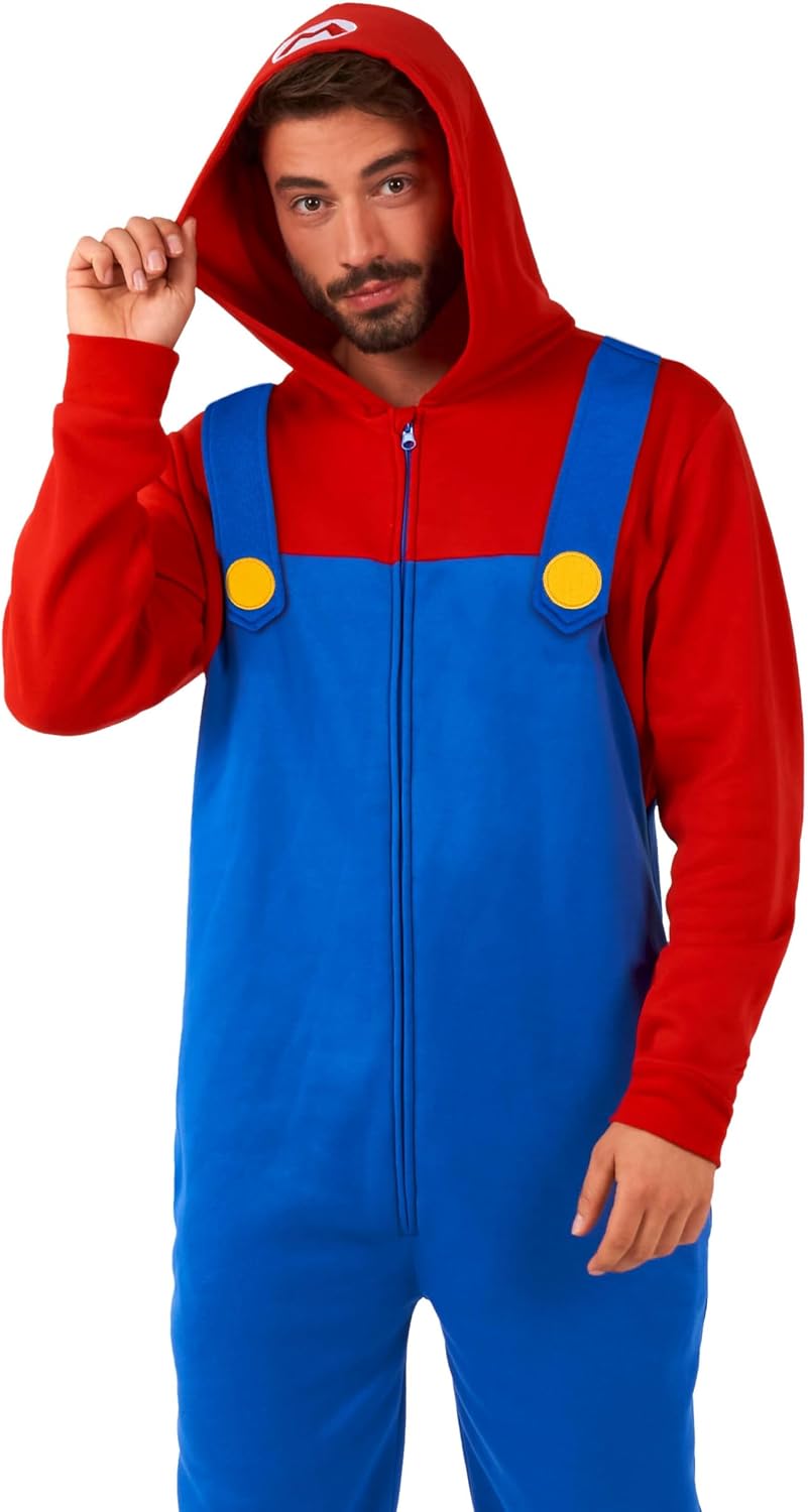 OppoSuits Erwachsene Unisex Super Mario brothers Onesie - Nintendo One-piece - Loose Fit - Inklusive