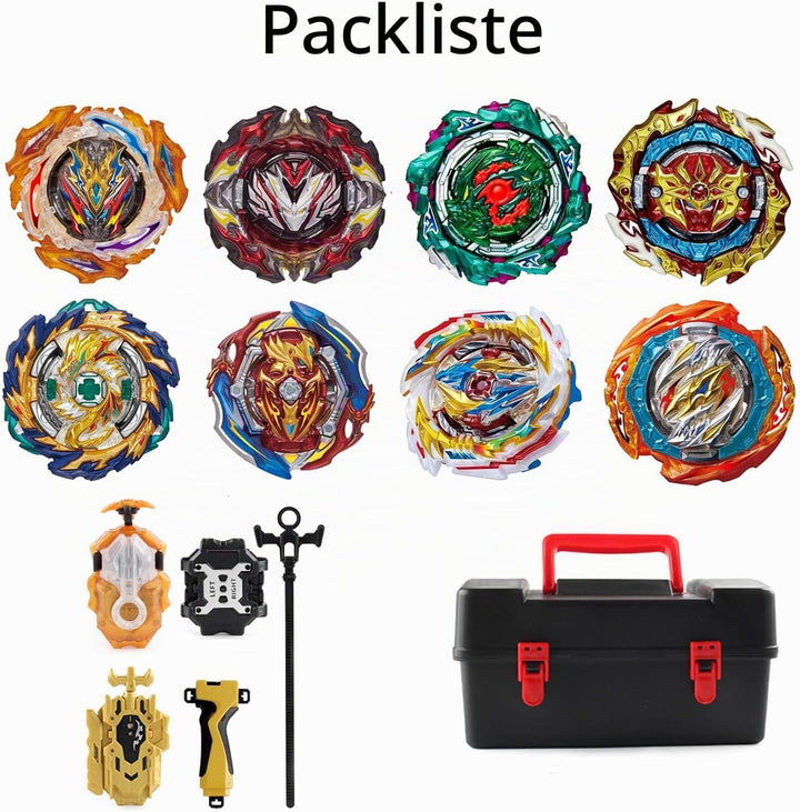 12Pcs Gyros Turbo Kreisel Set, Spielzeug Geschenk + Launcher Mit Box Set,Yellow, Yellow