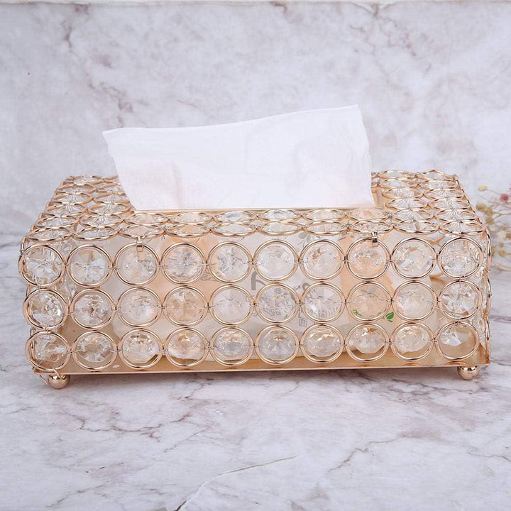 Rechteckigen Kristall Tissue Box Cover Edelstahl Serviettenkoffer für Lagerung und Wohnkultur(Gold),