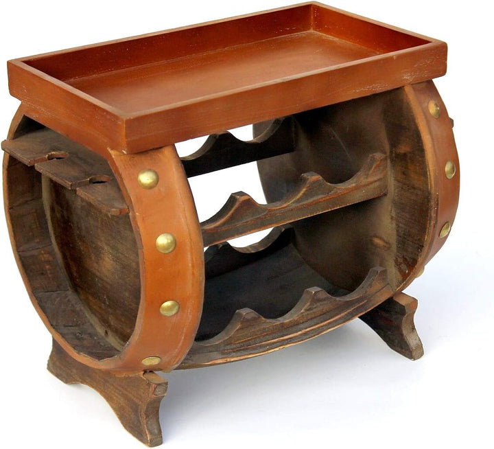 DanDiBo Weinregal Holz Weinfass Braun 33 cm 9064 Bar Flaschenregal Flaschenständer Klein Fass Holzfa