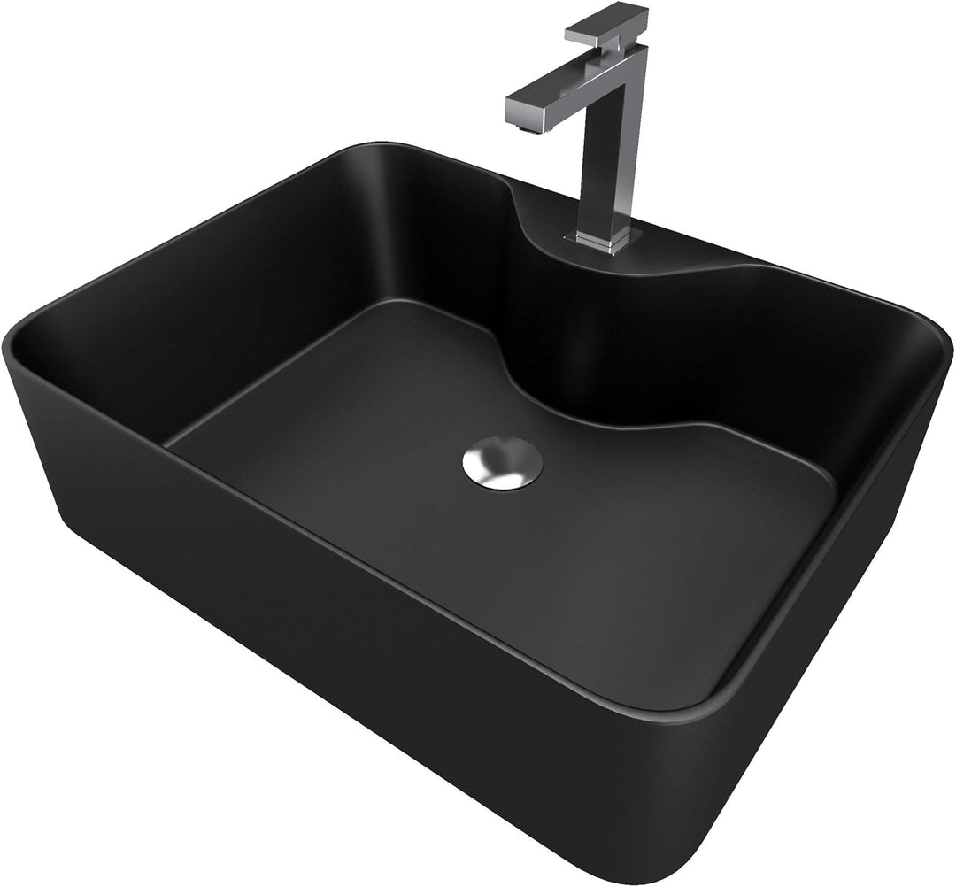 Rechteckiges Waschbecken aus schwarzer Keramik – 48 x 37 x 13,5 cm – Rechteck Dark 48x37x13.5cm Schw