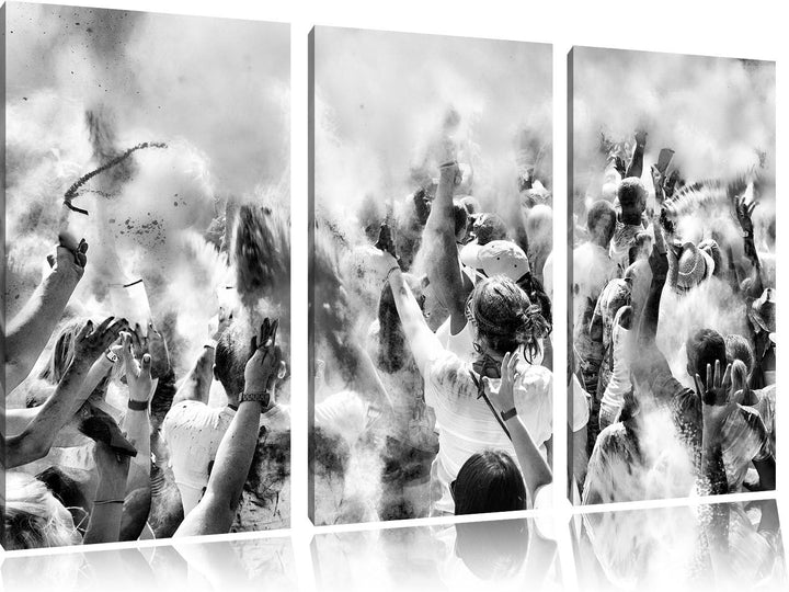 Pixxprint Farben Festival Holi Indien als Leinwandbild/Grösse: 3 Teilig (120x80 cm) cm/Wandbild/Kuns