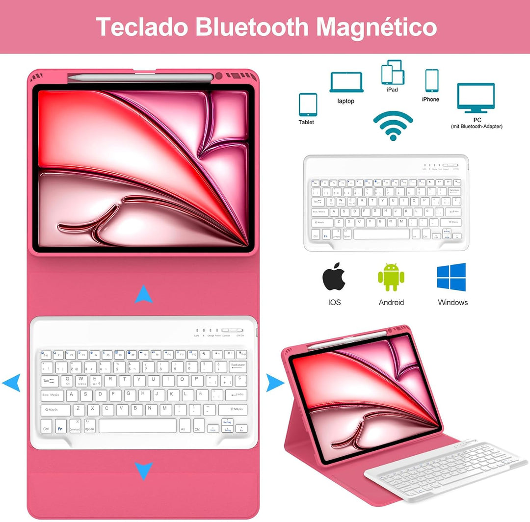 FOGARI Tastatur für iPad Air 13 M2/M3 2024/2025, Schutzhülle für iPad Air 13 2024/2025, mit Spanisch