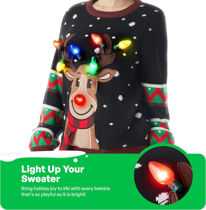 JOYIN Damen LED Beleuchtete Rentier Hässliche Weihnachtspullover Damen mit Integrierten Leuchtmittel