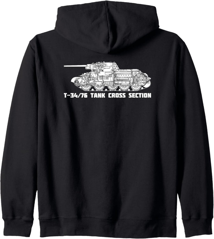 T-34 76 Panzer Russisches WW2 Silhouette Querschnitt Kapuzenjacke