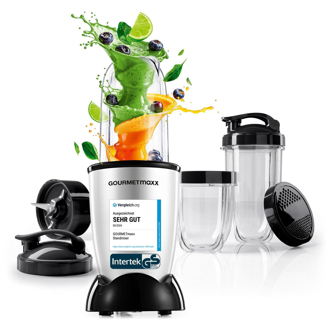 GOURMETmaxx Mr. Magic Power Pro Mixer 400 Watt | Smoothie Maker mit to go Deckel | Standmixer mit Mi