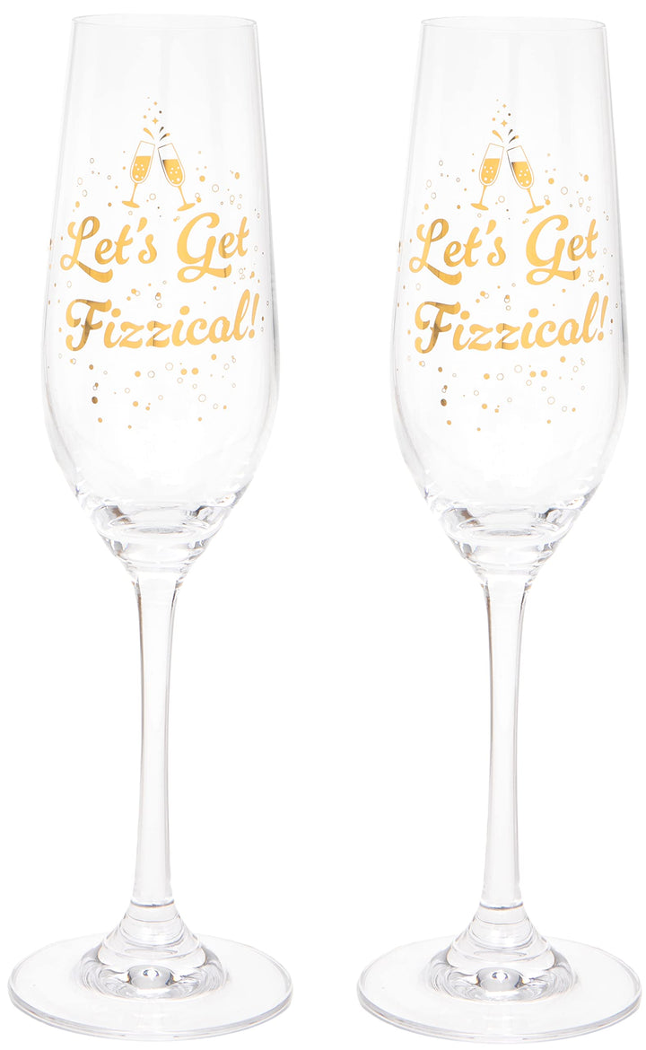 Maturi Set aus zwei „Let's Get Fizzical“-Champagnerflöten, 220 ml, in Geschenkbox, Let's Get Fi